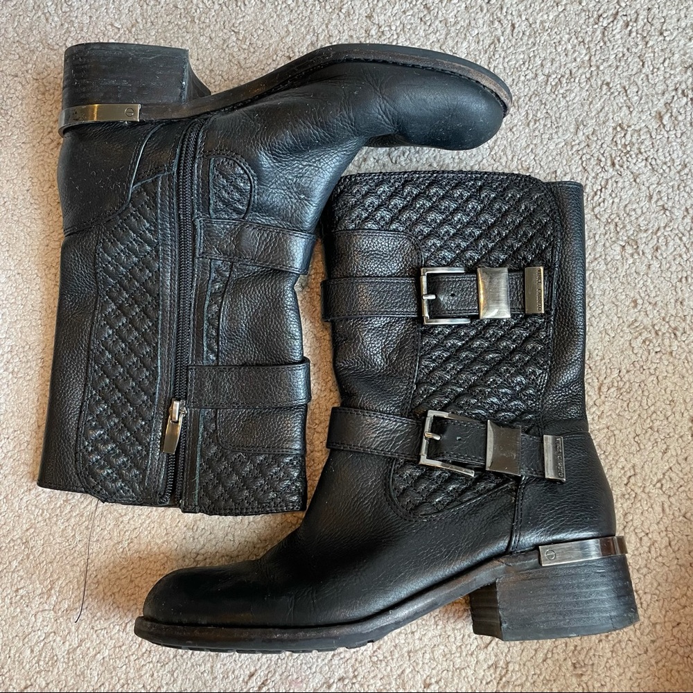 Vince camuto mid calf black Moto boot